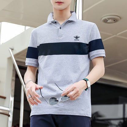 Short-Sleeved T-Shirt Fashion Men'S Men'S Polo Shirt Pure Cotton Trendy Brand Stall Lapel Compassionate Shirt Clothes Summer New Style