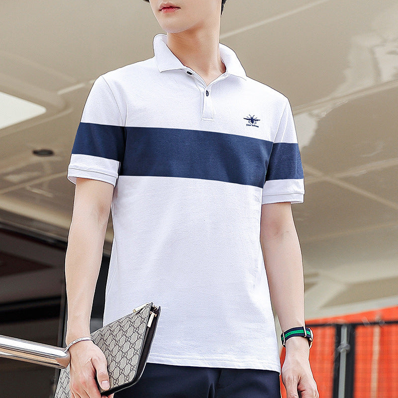 Short-Sleeved T-Shirt Fashion Men'S Men'S Polo Shirt Pure Cotton Trendy Brand Stall Lapel Compassionate Shirt Clothes Summer New Style