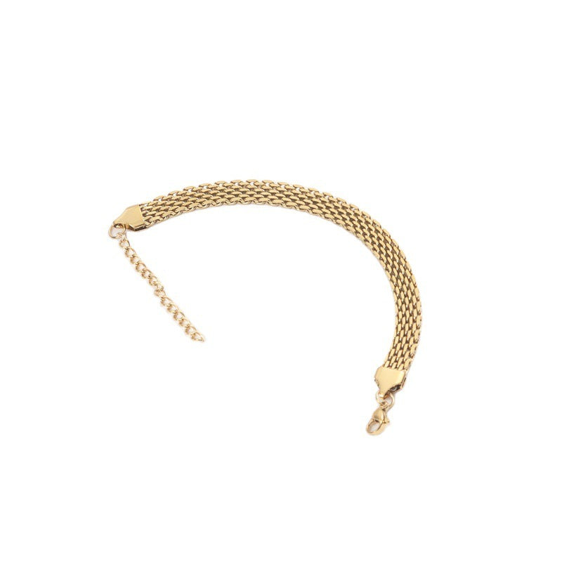 Mesh Belt Titanium Steel Gold-plated Wide Bracelet