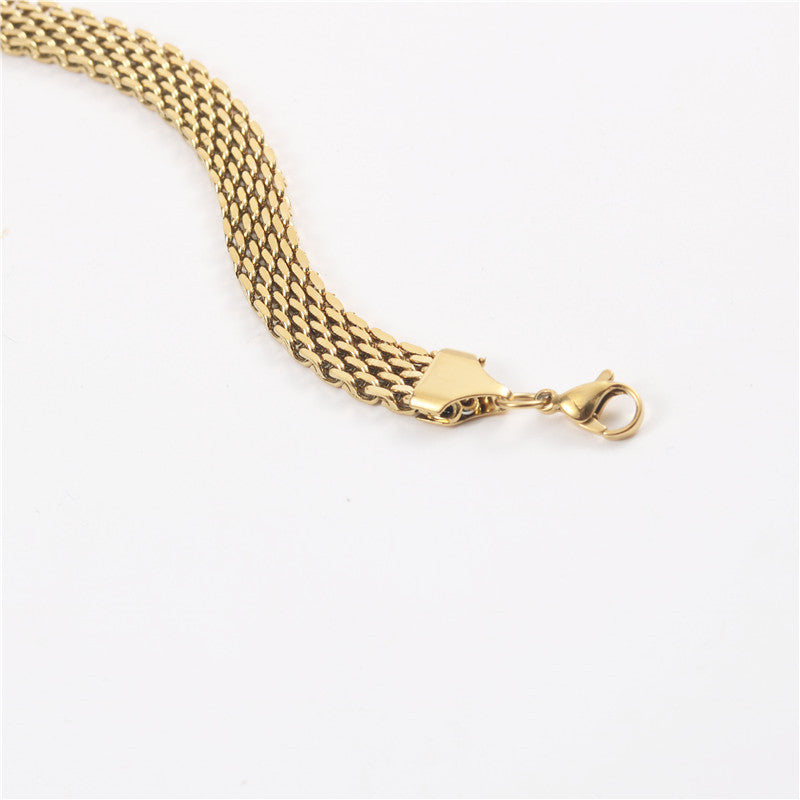 Mesh Belt Titanium Steel Gold-plated Wide Bracelet