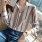 Spring Striped Shirt Female Design Sense Niche Chiffon Shirt Retro Wild Long-Sleeved Shirt Loose Shirt Women