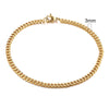 Stainless Steel Gold Plated Bracelet Men's Gold Cuban Chain 3 5 7 9 11mm Six-sided Bracelet