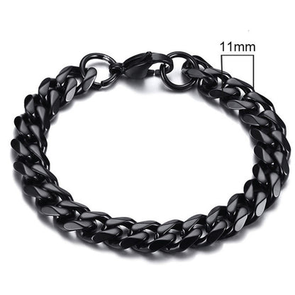 Stainless Steel Gold Plated Bracelet Men's Gold Cuban Chain 3 5 7 9 11mm Six-sided Bracelet