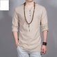 Long Sleeve Men's Shirt Cotton Linen Shirt Plus Size Men's Shirt