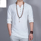 Long Sleeve Men's Shirt Cotton Linen Shirt Plus Size Men's Shirt