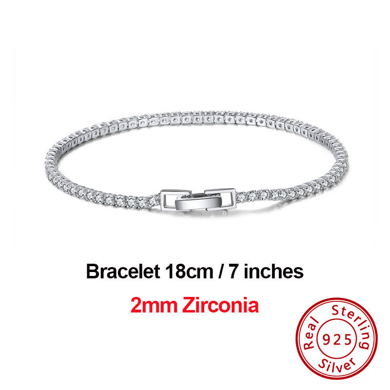 Single Row Zircon Bracelet White Gold Diamond Fashion Jewelry