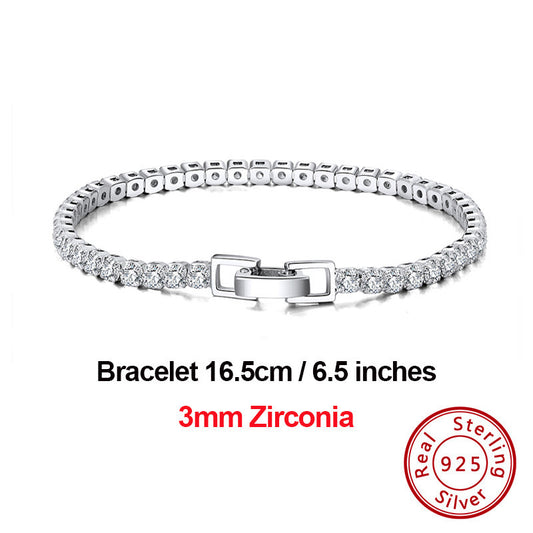 Single Row Zircon Bracelet White Gold Diamond Fashion Jewelry