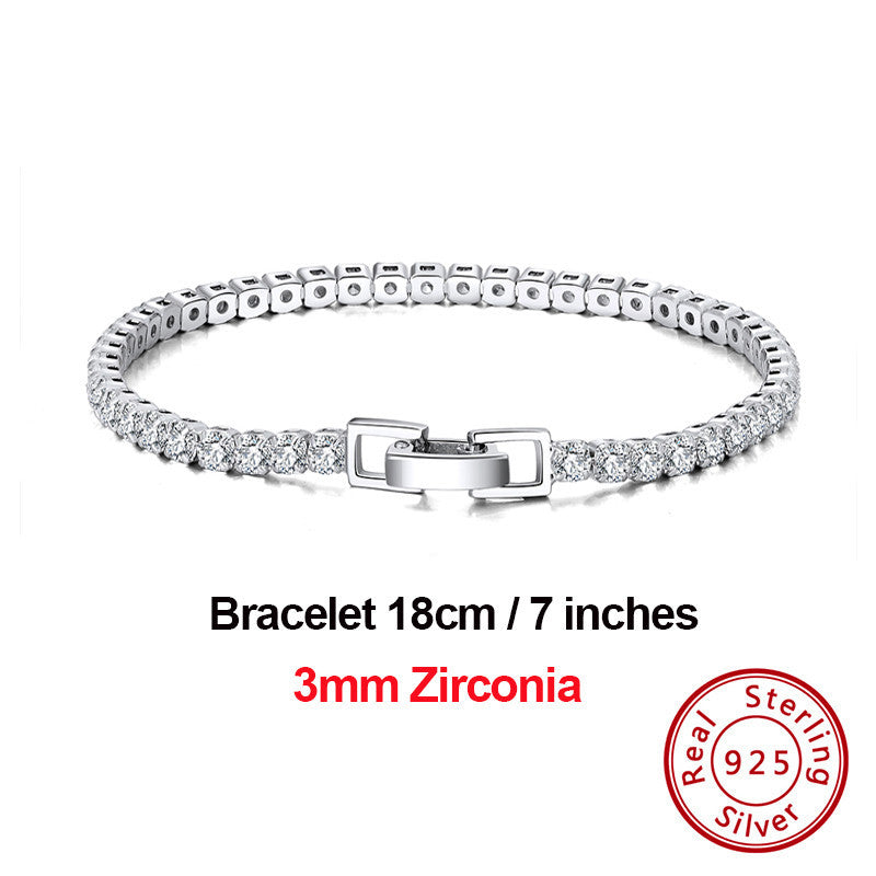 Single Row Zircon Bracelet White Gold Diamond Fashion Jewelry