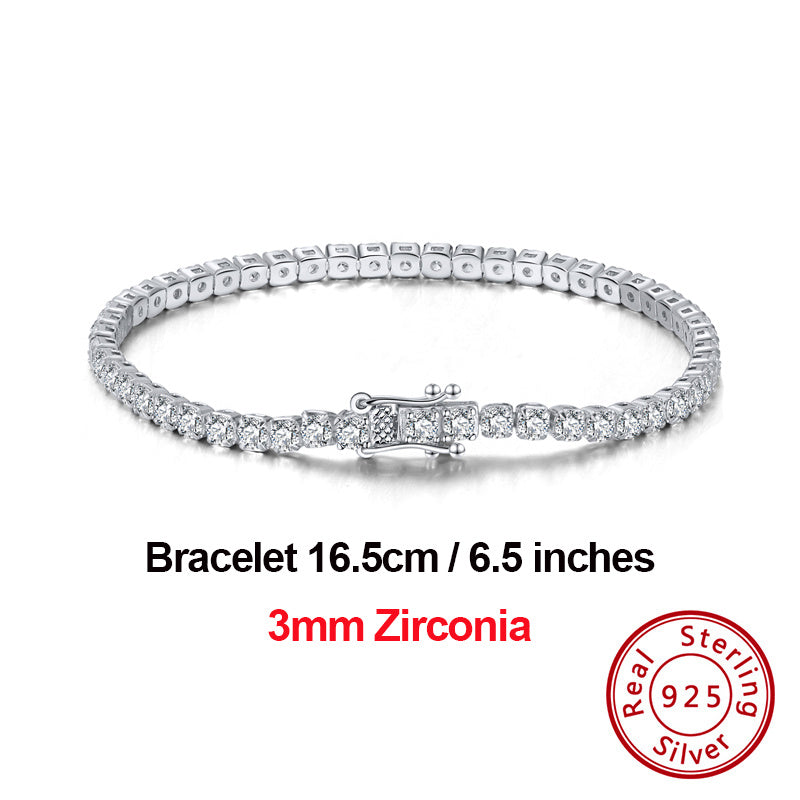 Single Row Zircon Bracelet White Gold Diamond Fashion Jewelry