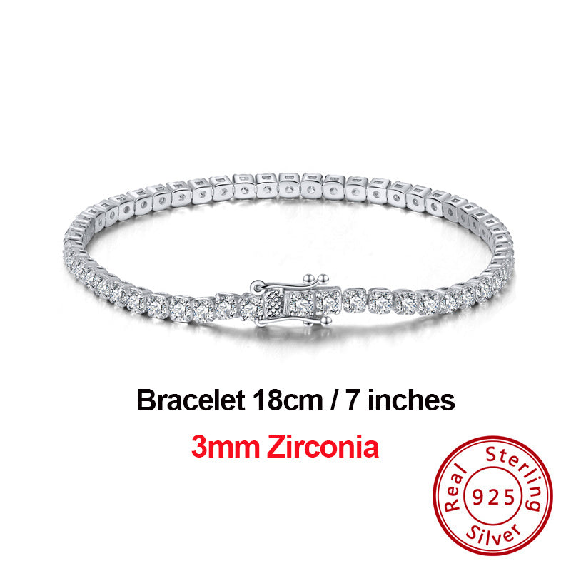 Single Row Zircon Bracelet White Gold Diamond Fashion Jewelry