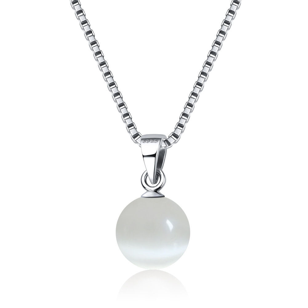 S925 Sterling Silver Clavicle Necklace Turquoise White Gold Pendant Simple Necklace