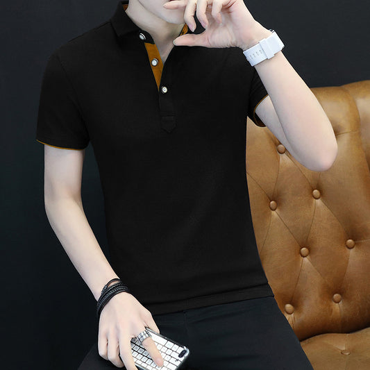 Men's Short Sleeve T-shirt Cotton Lapel Polo Shirt