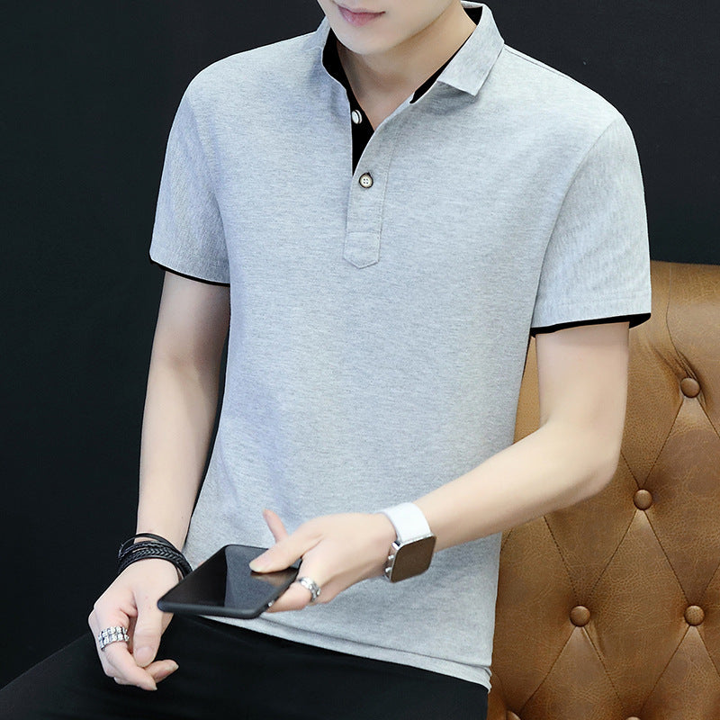Men's Short Sleeve T-shirt Cotton Lapel Polo Shirt