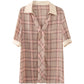 Chiffon Shirt Inch Shirt Short-sleeved Fashion  Plaid Shirt Women