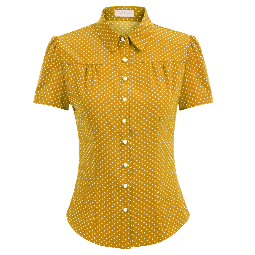 New style polka dot shirt sleeve short shirt