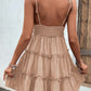 Shiny Frill Spaghetti Strap Tiered Dress