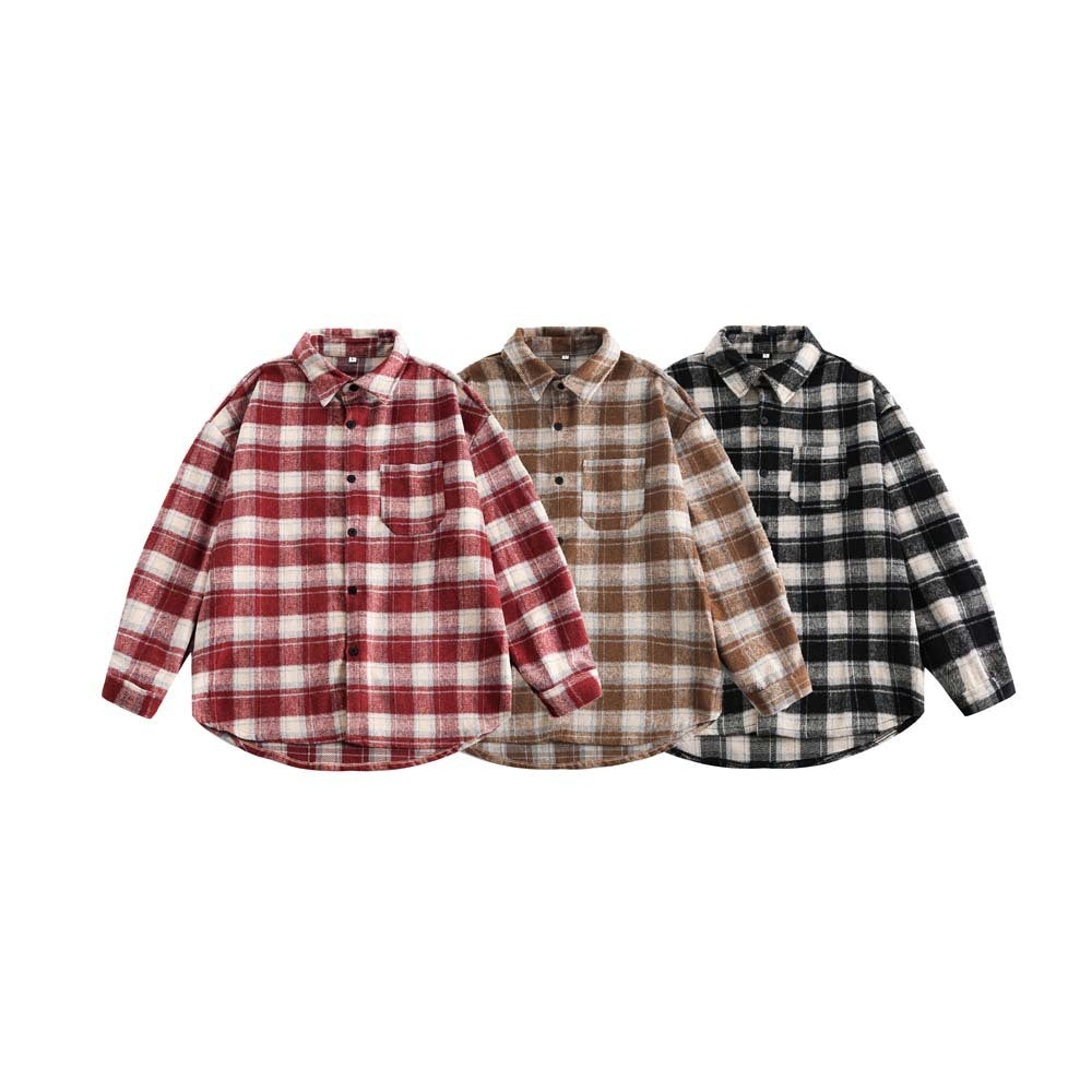 Brushed Thickened Plaid Shirt Coat Couple's Shirt