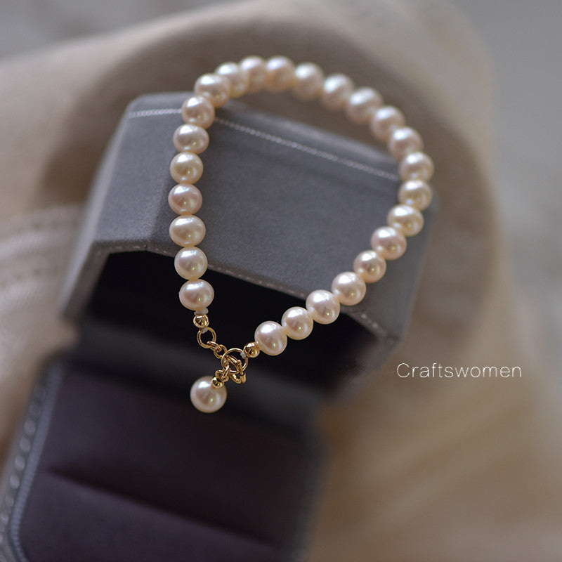 14K Gold Natural Pearl Bracelet