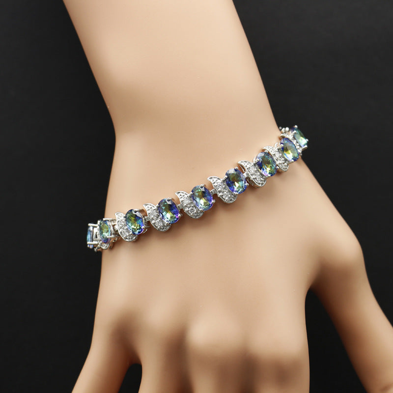 Gold-plated ladies bracelet colorful blue