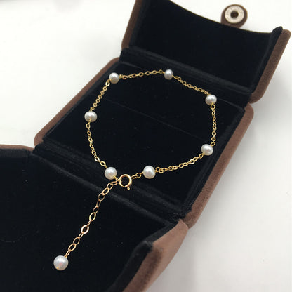 Natural Pearl 14K Gold Injection Chain