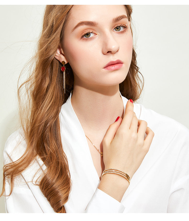 Rose gold fairy three-ring bracelet