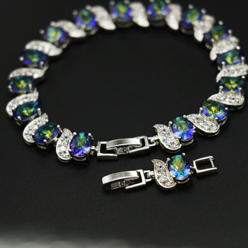 Gold-plated ladies bracelet colorful blue