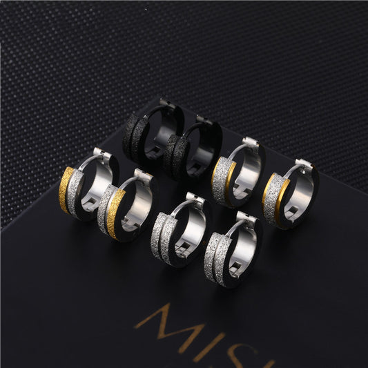 Gold Frosted Earrings Punk Style Frosted