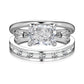 Silver S925 White Rectangular Ice Flower Cut 8A White Rectangular Zircon Double-layer Ring