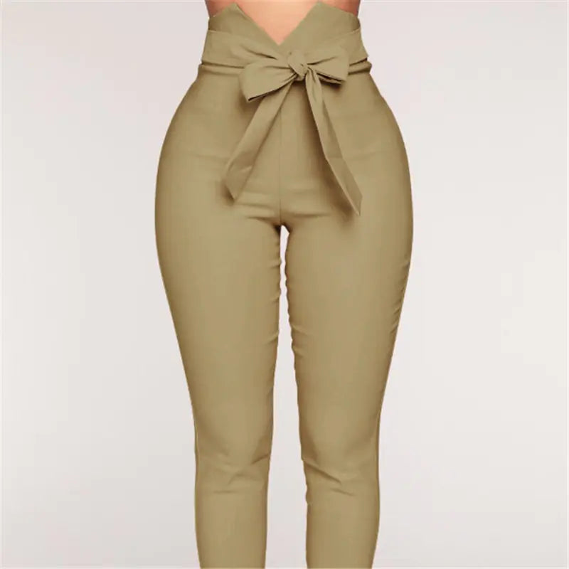 High Waist Bowknot Skinny Pants