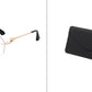 Frameless Trimming Leopard Temple Men Retro Square Frame Driving Sunglasses