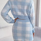 Plaid Round Neck Top and Skirt Sweater Set