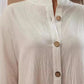 Stand-up Collar 34 Sleeve Shirt Button Casual Dress