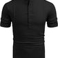 Henley Style Linen Shirt Men Casual Beach Shirt Short Sleeve T-Shirt Summer