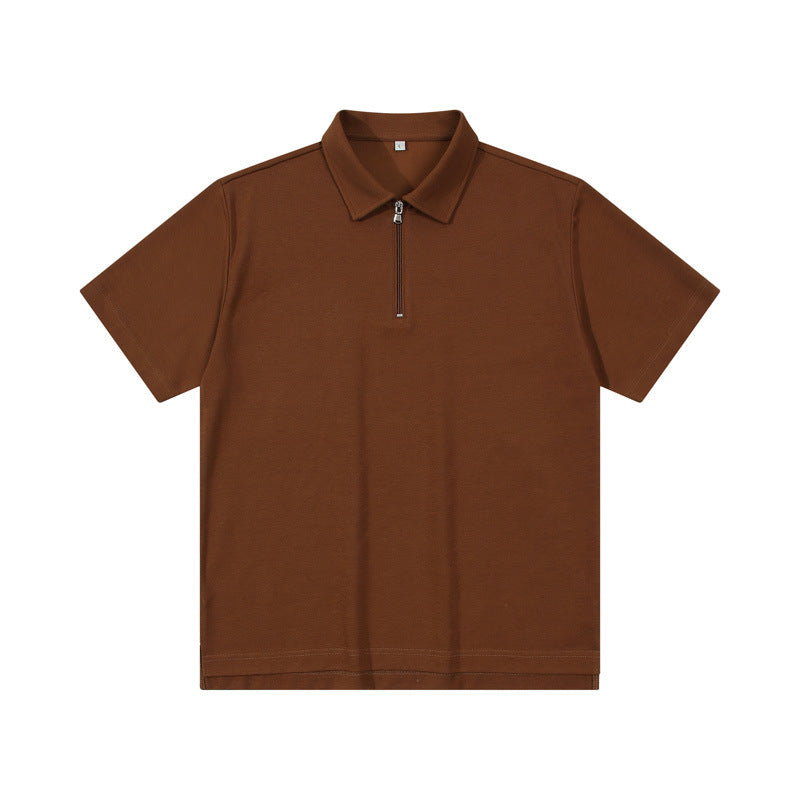 Half Zipper Short-sleeved T-shirt Men's Lapel Polo Shirt