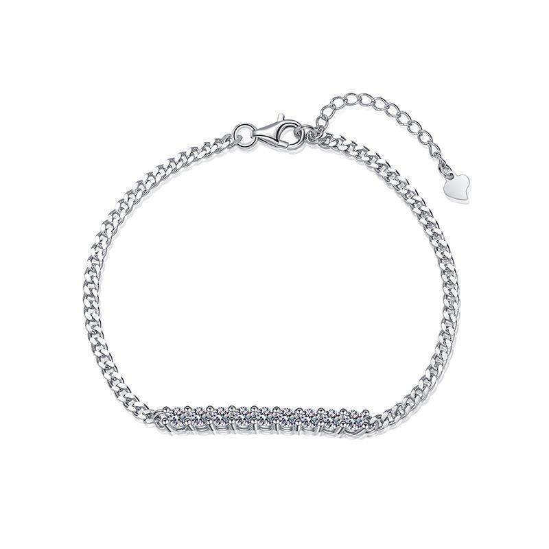S925 Sterling Silver Cuban Moissanite Bracelet