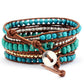 Bohemian Style Cut Angle Turquoise Bracelet Ornament Three-layer Winding Handmade Woven Leather String Bracelet