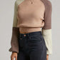 Contrast Mock Neck Long Sleeve Sweater