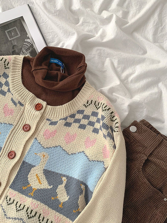 Fashion Lazy Round Neck Long Sleeve Outer Wear Cardigan