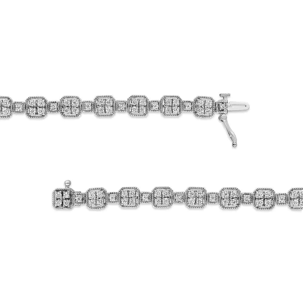 10K Gold 2.0 Cttw Diamond Square Link Bracelet (J-K Color, I2-I3 Clarity) - Size 7.25"