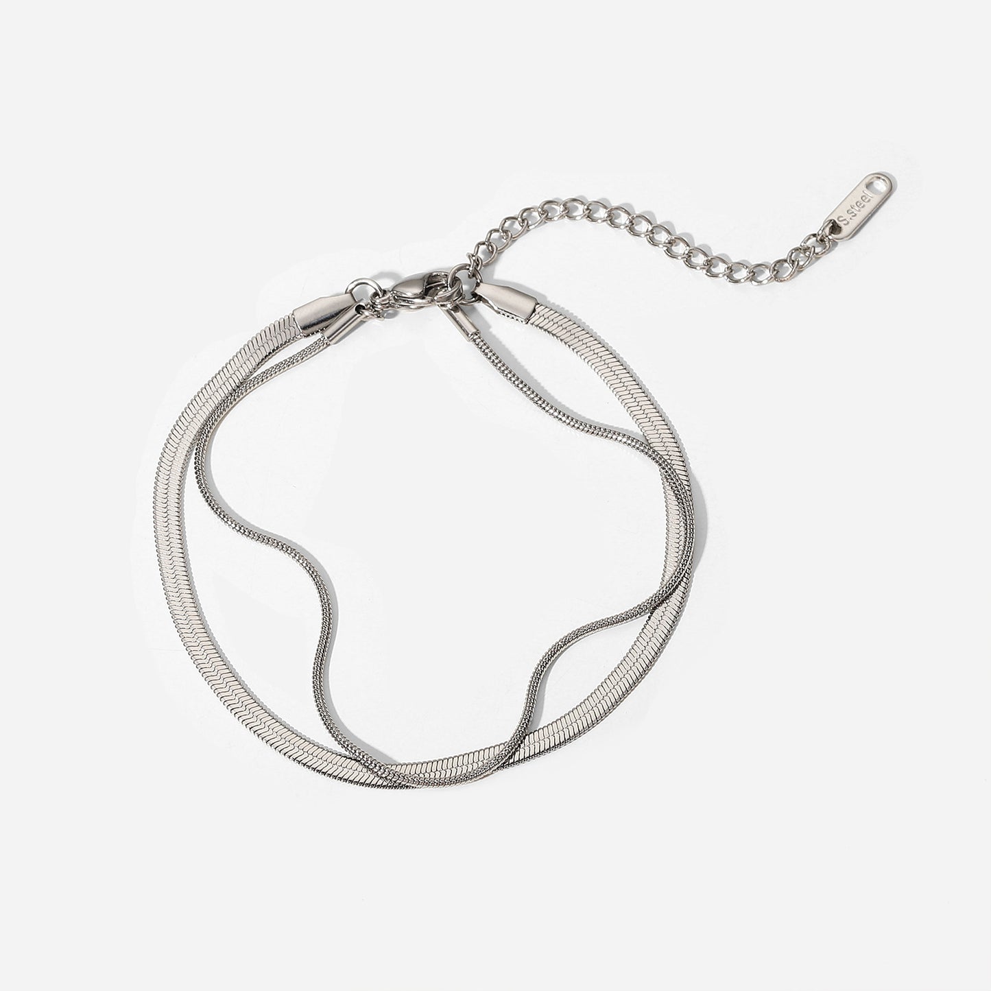 Men's Stainless Steel Snake Bones Chain Double-layer Bracelet