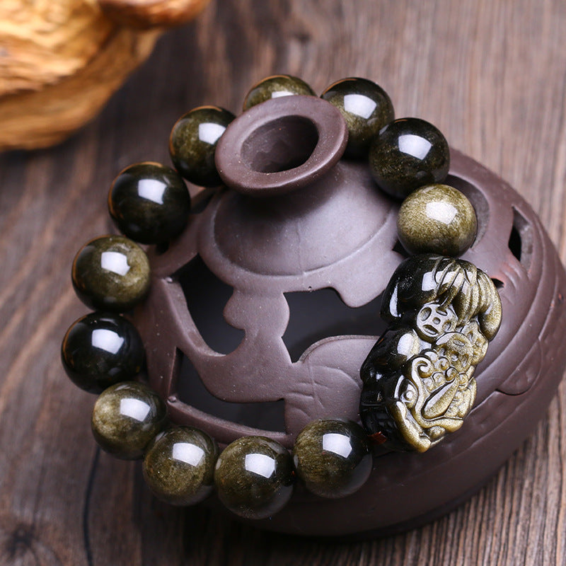 Gold Obsidian Pixiu Bracelet