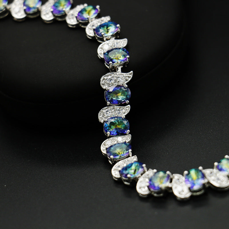 Gold-plated ladies bracelet colorful blue