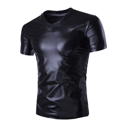 Short-sleeved T-shirt Shiny Men's T-shirt Bottoming Shirt