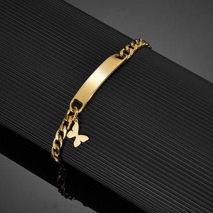 A Simple Men's And Women's Curved Sign Engraved Bracelet With DIY Letters