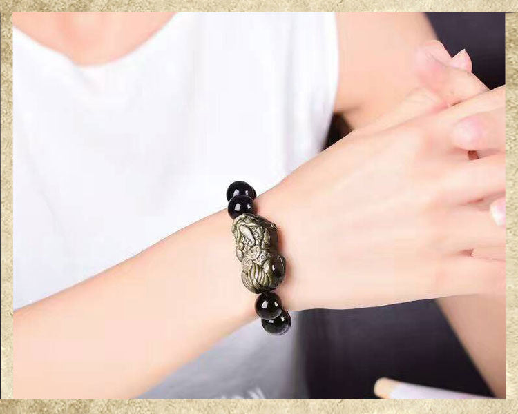 Gold Obsidian Pixiu Bracelet