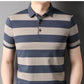 Men's Polo Shirt Short-sleeved Lapel T-shirt 2024 Striped Business Casual Lead Basic All-matching