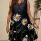 Women's Fashion Color Contrast Patchwork Skirt Plant Print Short Sleeve Dress