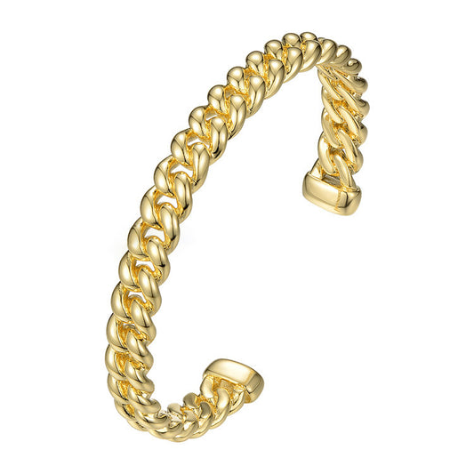 Gold-plated thick chain opening bracelet