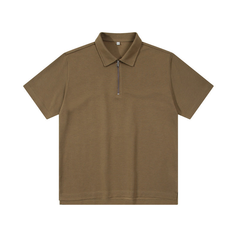 Half Zipper Short-sleeved T-shirt Men's Lapel Polo Shirt