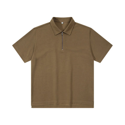Half Zipper Short-sleeved T-shirt Men's Lapel Polo Shirt